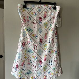 NWT Japna Floral Patterned mini Dress with Red and Blue Accents